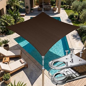 Amgo 20 x 24 Brown Rectangle Super Ring Sun Shade Sail UPF50+ AGSRR Canopy Awning Shades for Patio, Commercial Standard, 260 GSM Heavy Duty, 98% UV Blockage, We Customize