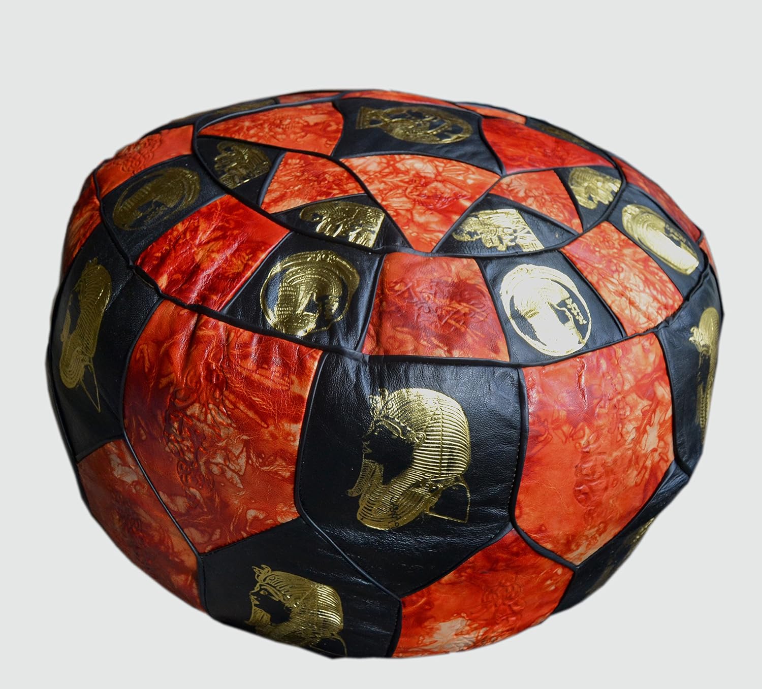 Egyptian Morrocan Handmade Genuine Leather Ottoman Pouf XL (Black