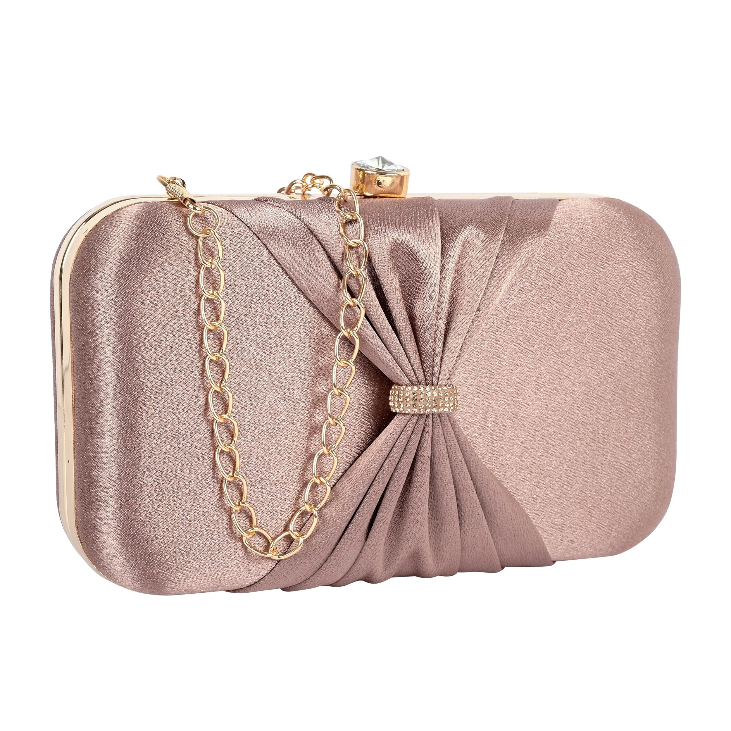 bow formal party clutch with gold chain for women and girls