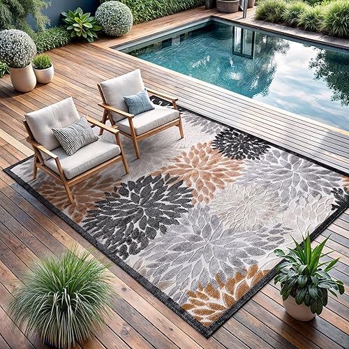 Miniatura 158 de CAMILSON Indoor Outdoor Rug 5x7 Bohemian Medallion Floral Area Rugs for Indoor and Outdoor Patios Easy-Cleaning Non-Shedding Living Room Garden and