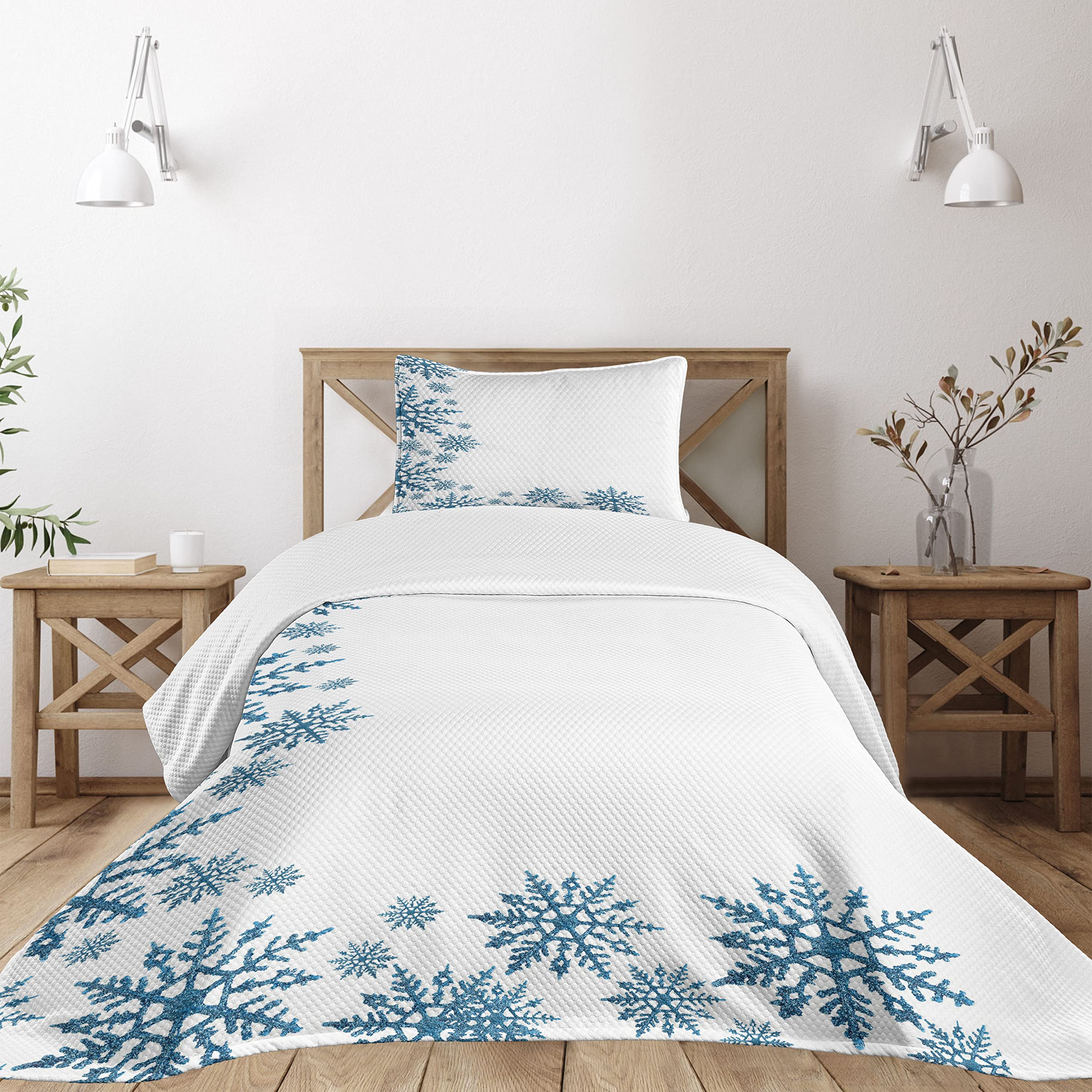 Funda de edredón de copo de nieve para una decoración festiva de invierno en el hogar