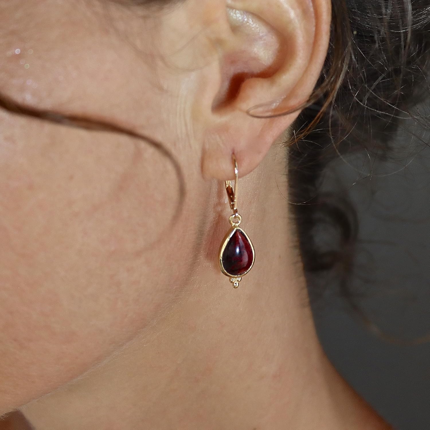 teardrop gold dangle earrings for women, leverback earrings