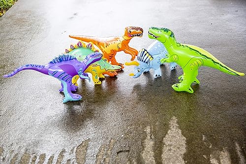 Miniatura 3 de Juego de juguetes inflables de dinosaurio con bomba  Juego de dinosaurios jurásicos con T-Rex, triceratops, espinosaurio, estegosaurio  regalo de
