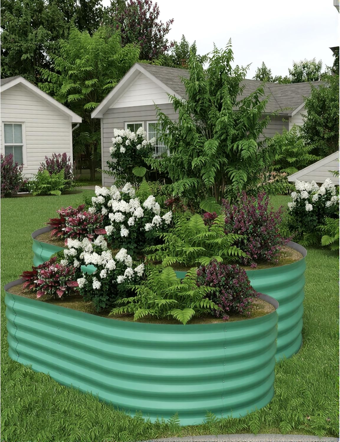 2 pcs raised garden beds outdoor 8x4x1.5 ft - galvanized steel planter box for vegetables, flowers, rust-resistant garden box, easy assembly raised beds, durable planters for outdoor plants, green green 8x4x1.5 ft