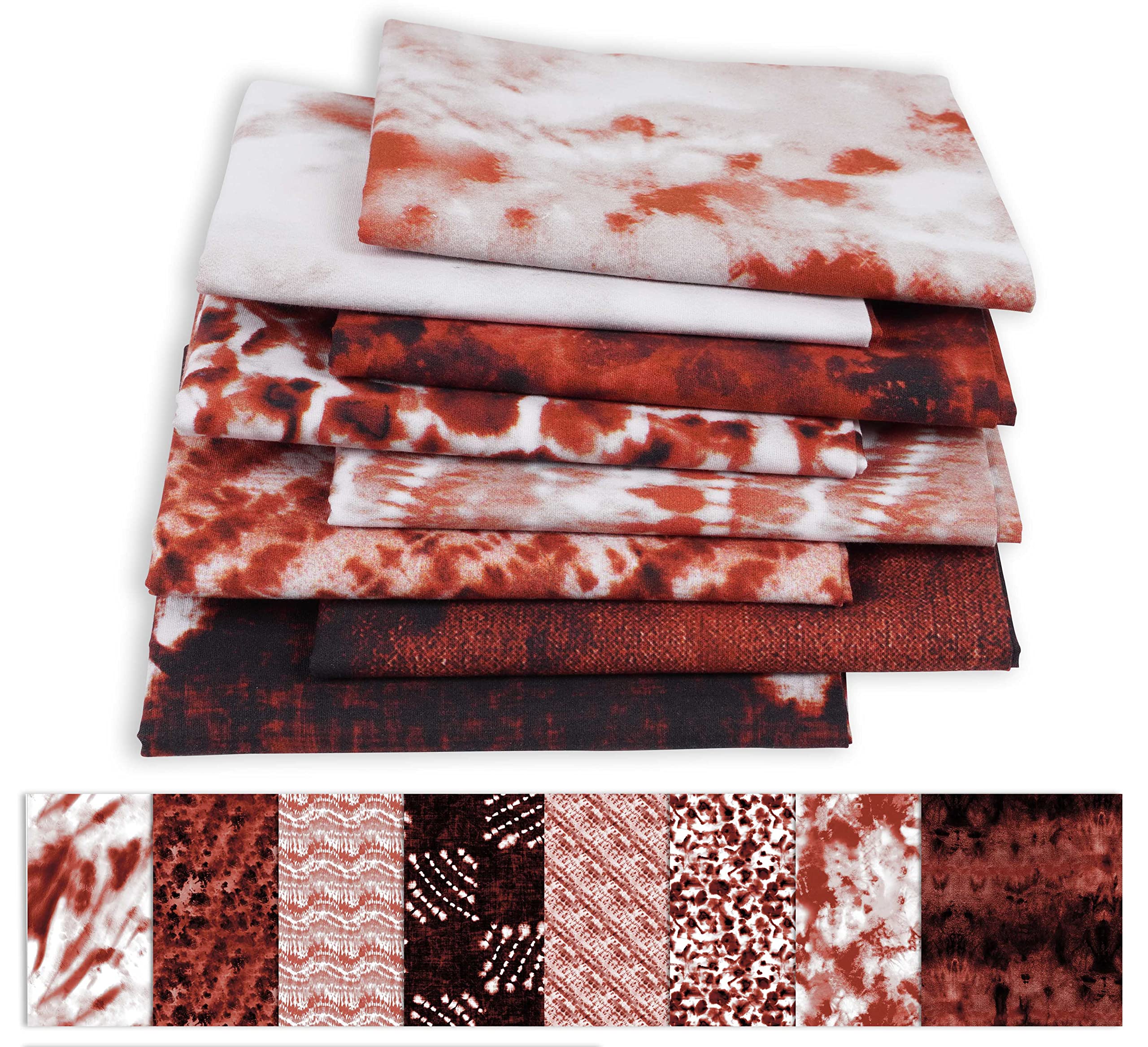 Tissu quilting pré-découpé Soimoi, 8 coupons de patchwork en coton rouge et noir - 8