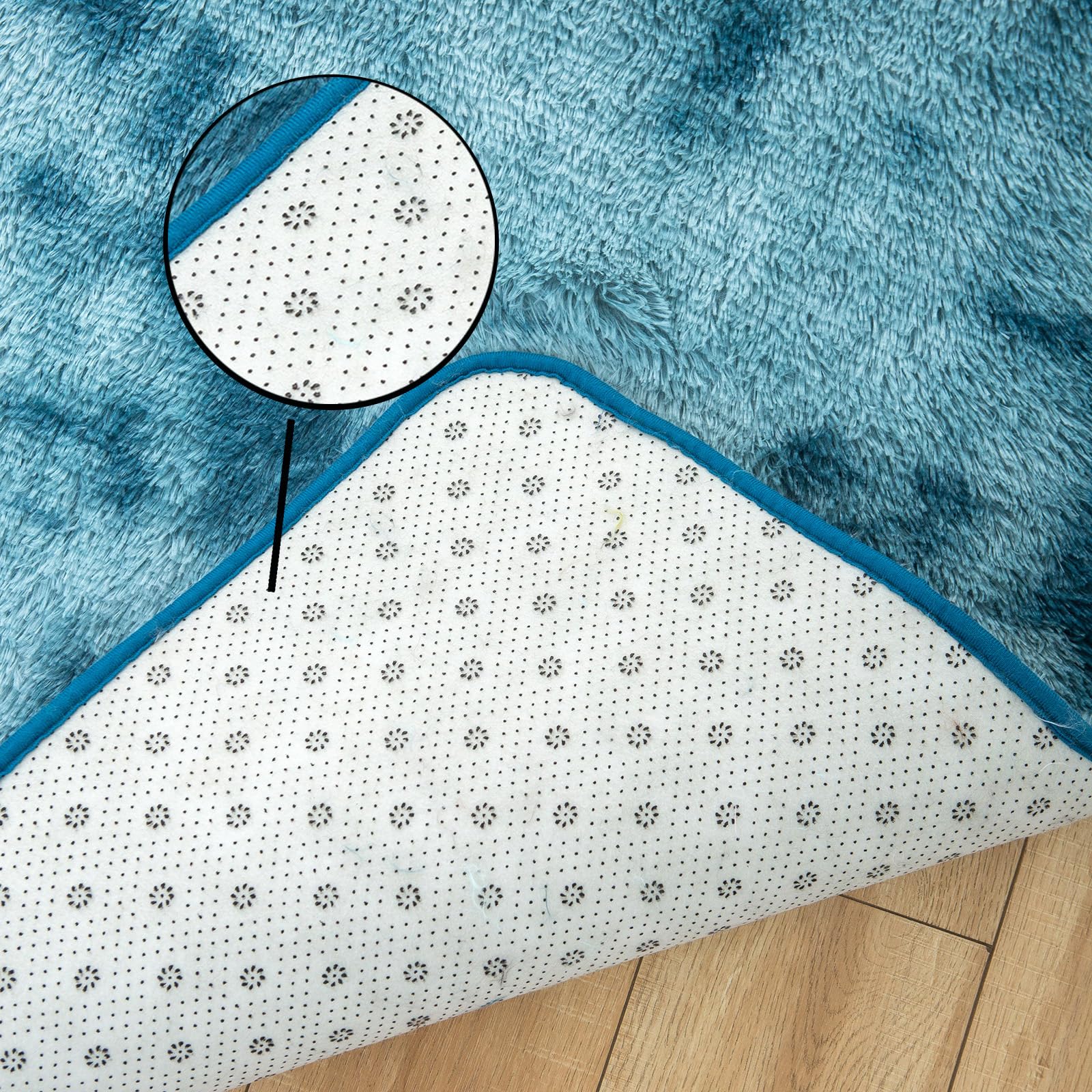 QUINZI Tappeto a pelo lungo, moderno e soffice, per camera da letto, soggiorno, cameretta dei bambini, tappeto in pelliccia sintetica antiscivolo(Blu,120x180cm)