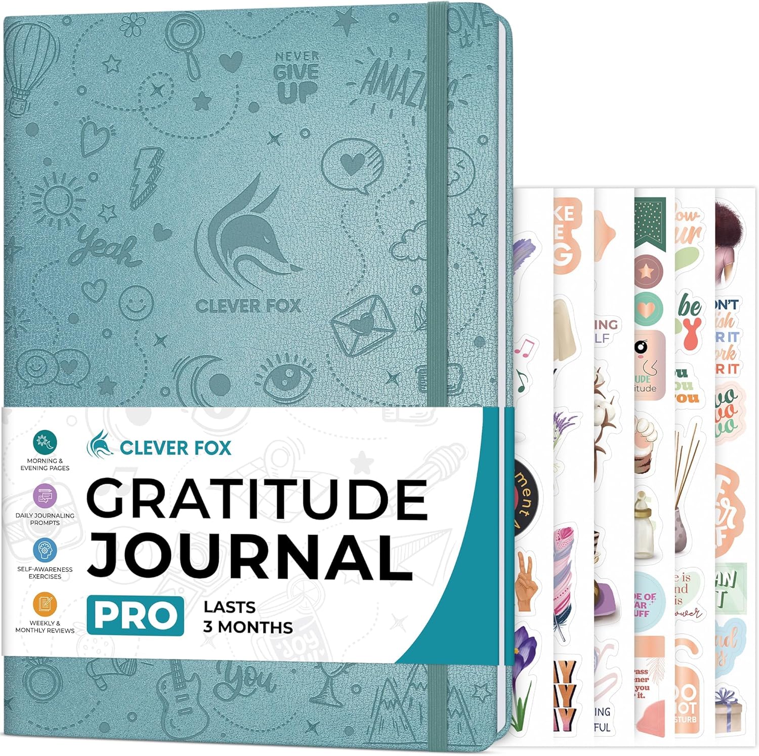 Clever Fox Gratitude Journal PRO – Happiness, Positivity & Affirmation Daily Journal for Women & Men – Inspirational Notebook for Positive & Grateful Mind – 3 Months, Large Format (Aquamarine) Smaller Than A4 (7 x 10") Aquamarine