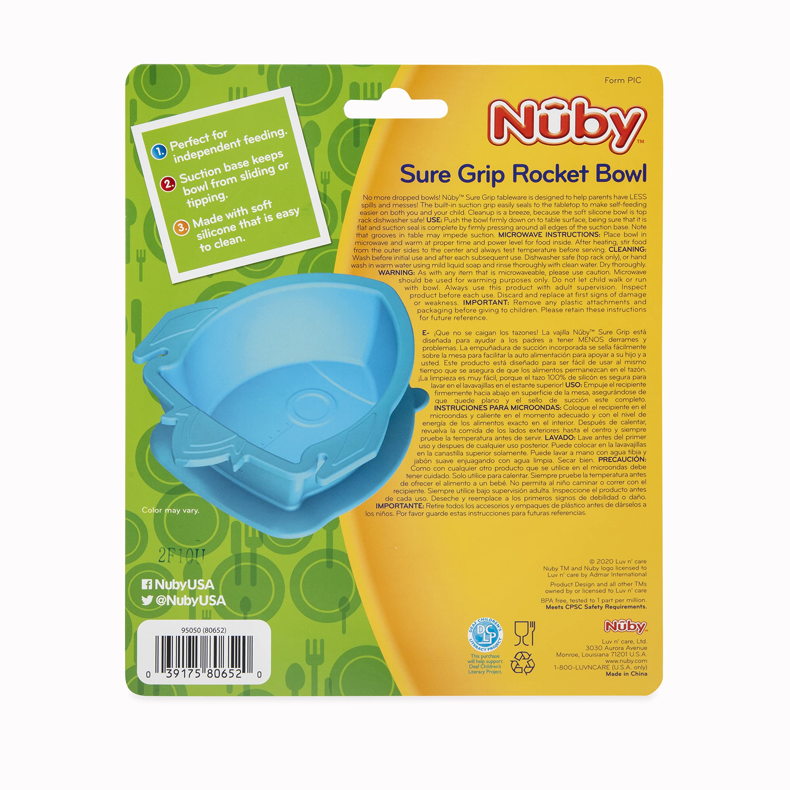 Nuby Sure Grip - Cuenco de silicona con base antideslizante, 6 m, color rosa