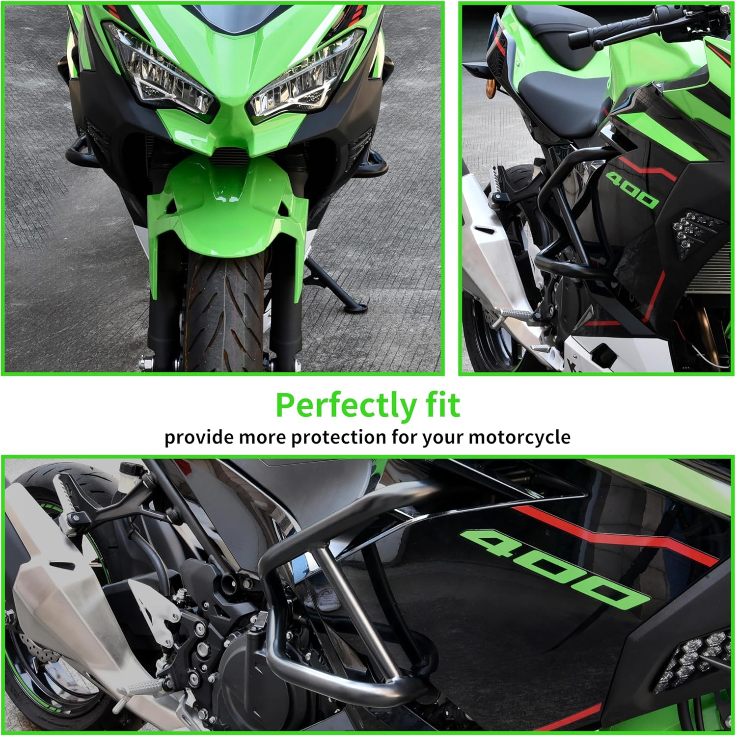 Engine Side Guard Frame Falling Protector Bumper for Ninja 400 250, Black Steel Highway Crash Bar for Kawasaki Ninja 400 250 2018-2024 Accessories,2 PCS