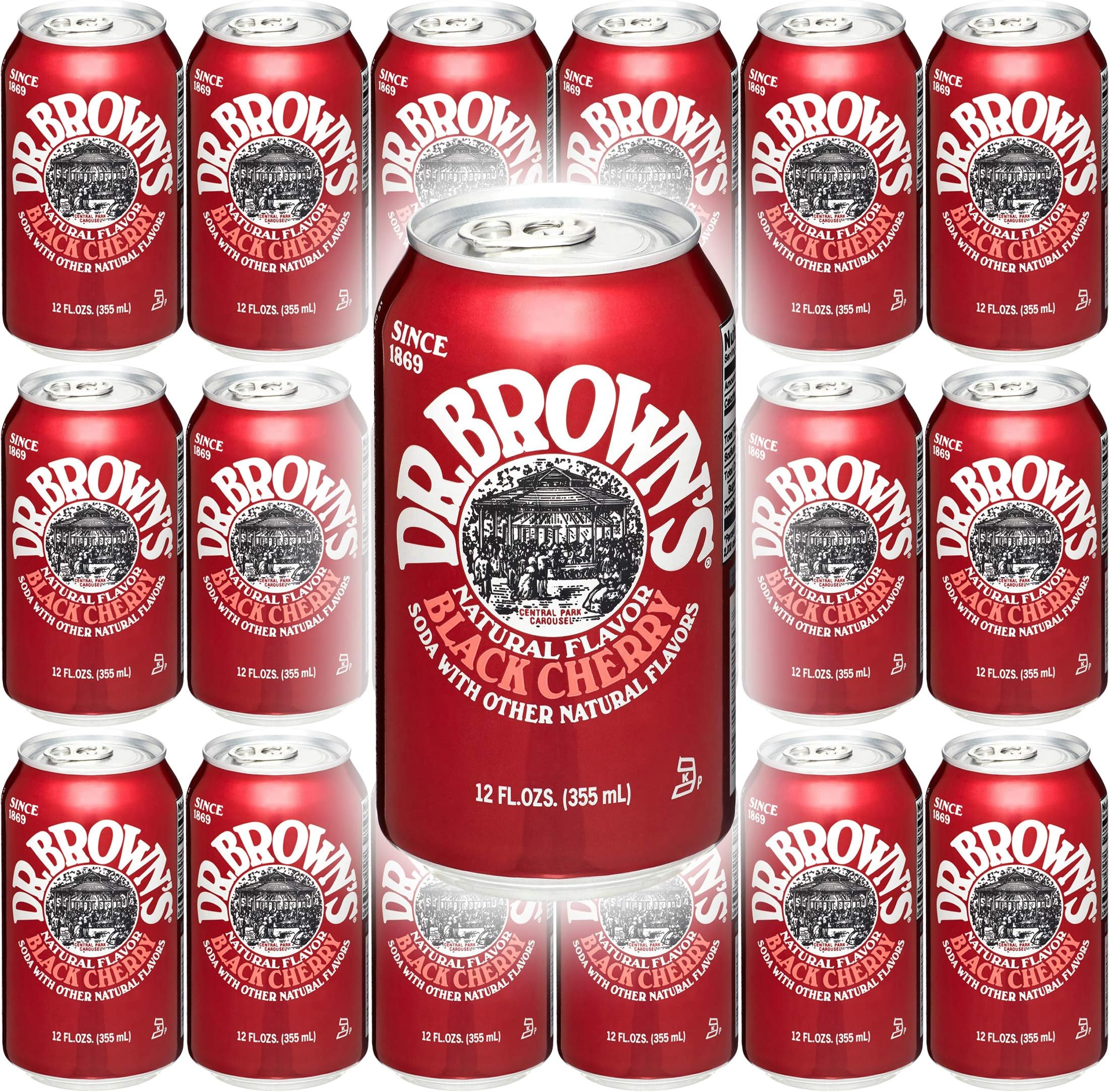 Dr. Browns Soda, Black Cherry, 12 oz can (Pack of 18, Total 216 Oz)