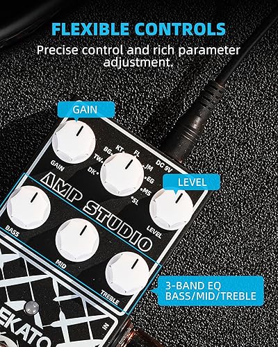 Vista 23 de LEKATO Pedal de afinador de guitarra con True Bypass, pedal de afinador cromático para guitarra eléctrica y bajo, pedal de afinación a