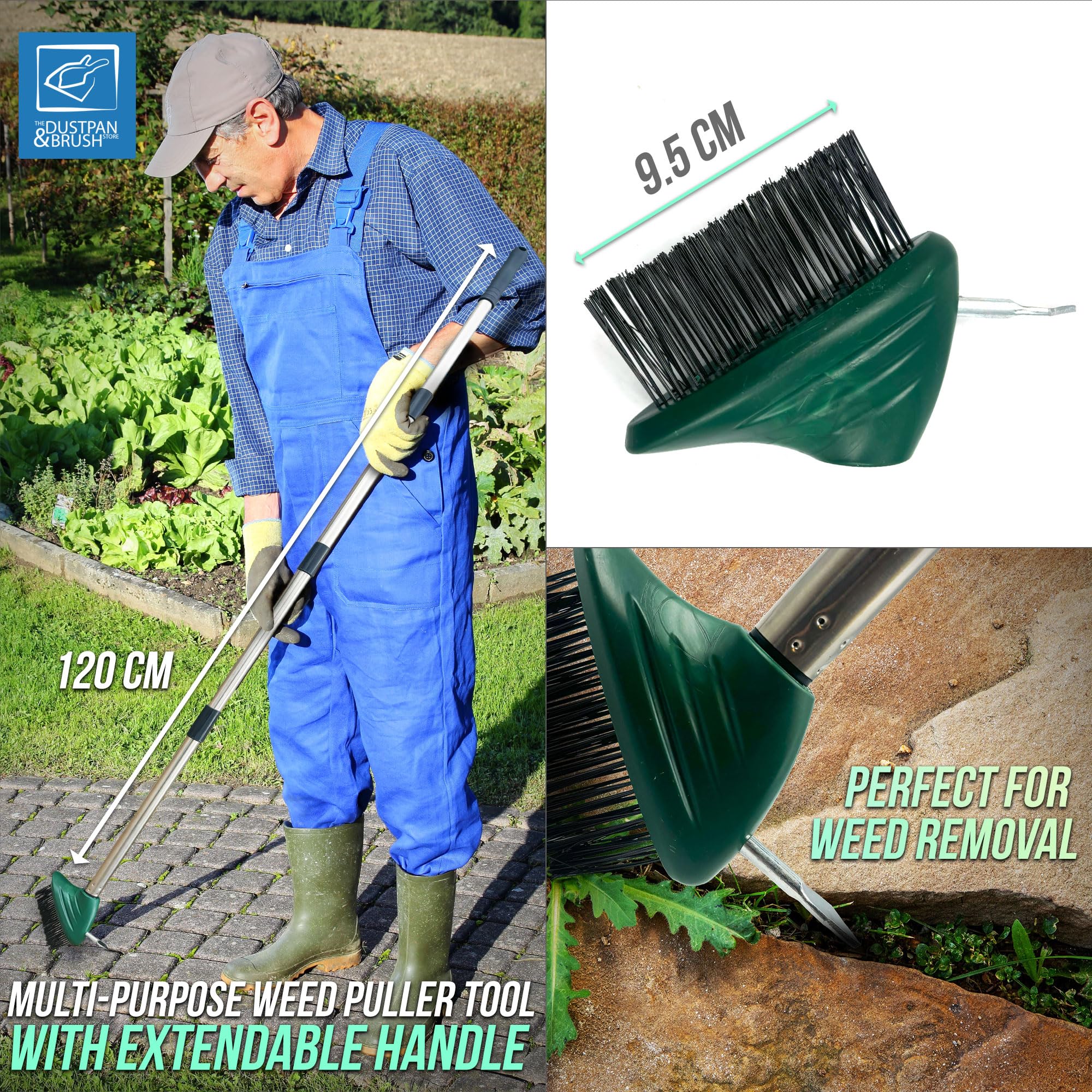 Angled Weed Remover Tool Brush Long Handle with Built-In Weed Scraper Tool, Moss Remover Patio Brush, Metal Bristles for Removing Moss, Ideal for Garden, Driveway, and Block Paving Patio Cleaner — view 7