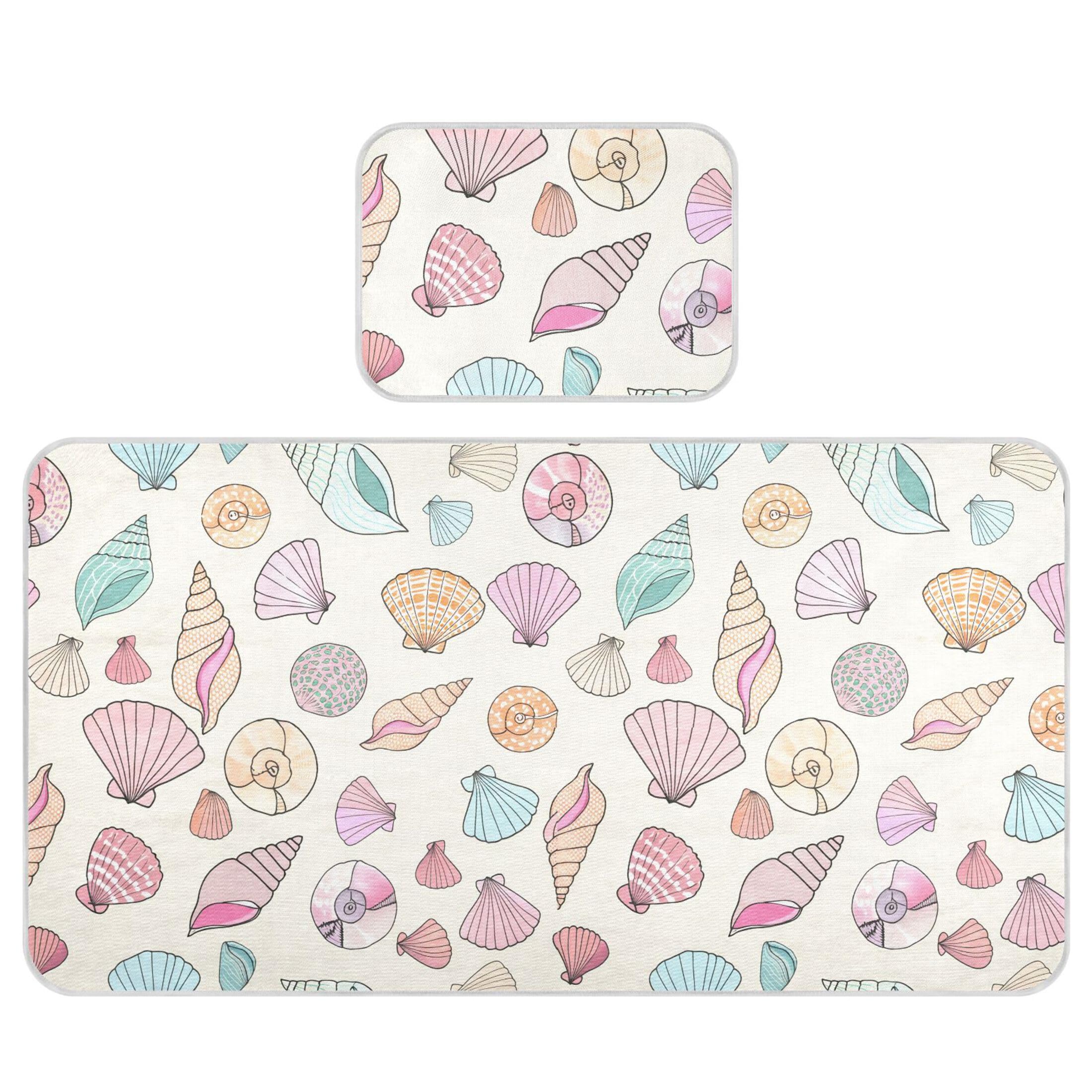 Takiito Seashells Baby Cooling Mattress Pad, Soft & Breathable Cooling Mat Keep Baby Cool in Summer 28x52 in, Nursery Essential