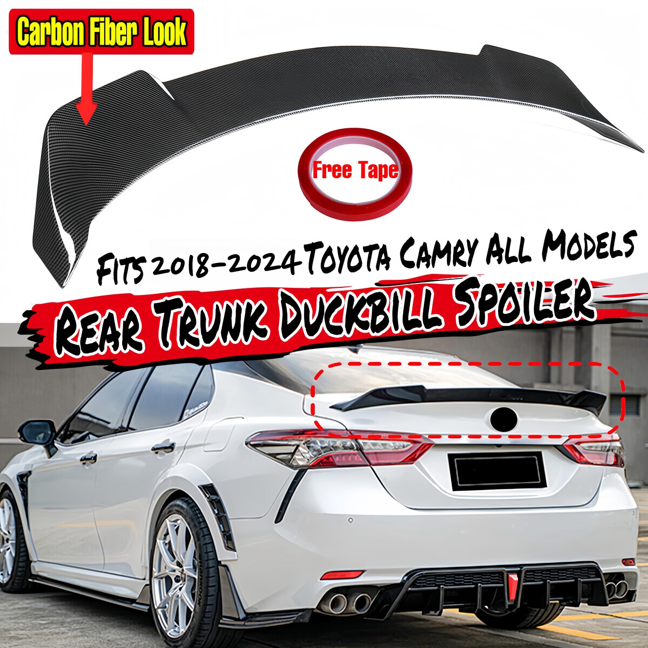 Trd Rear Wing Rear Spoiler 2025 Camry Spoiler For 2018-24 Toyota Camry SE XSE LE XLE ...