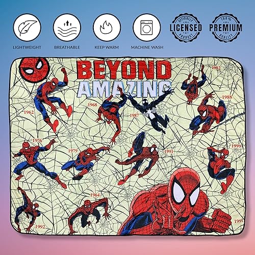 Miniatura 5 de Marvel Spider-Man Beyond Amazing 60th - Manta de forro polar de franela súper suave y ligera, 45 x 60 pulgadas