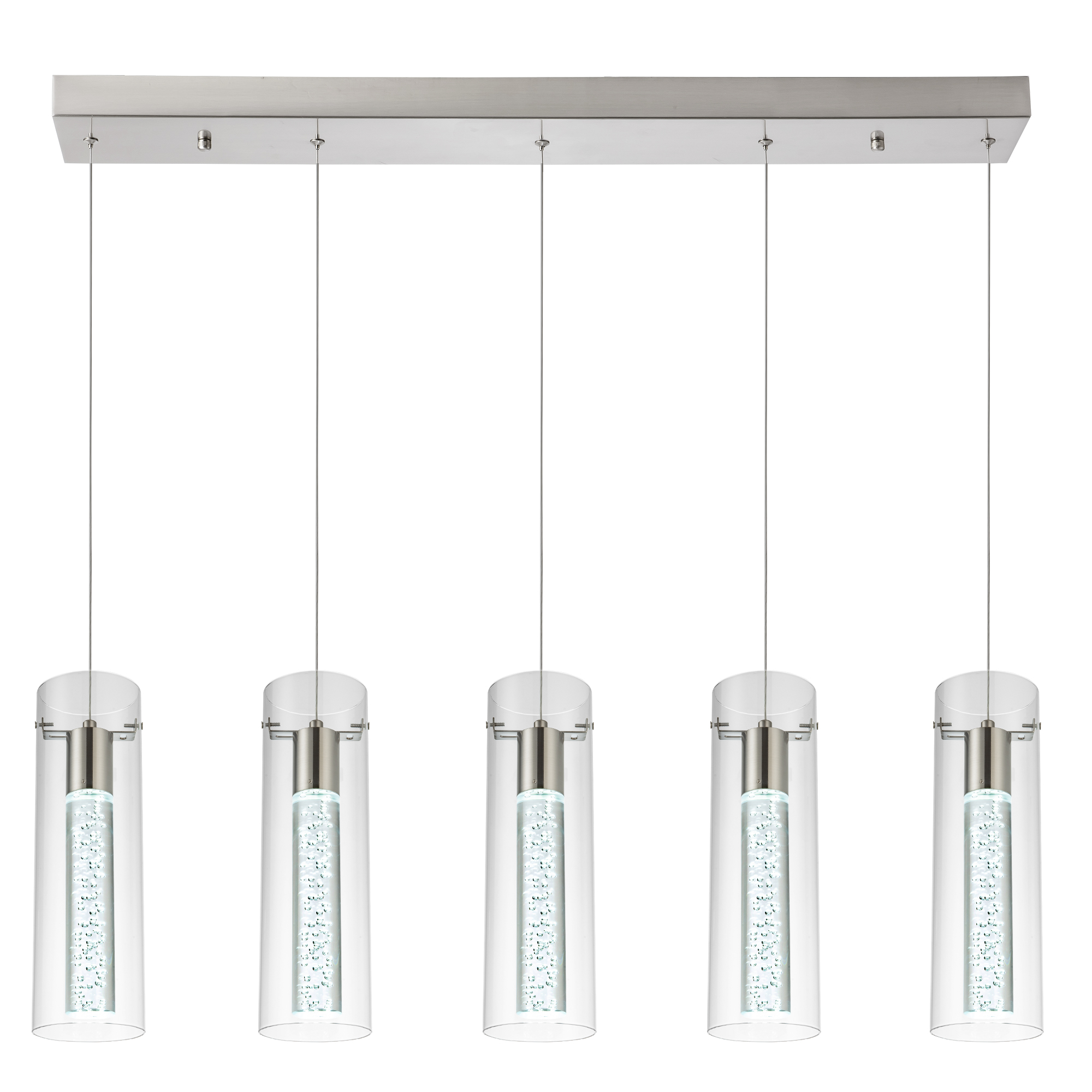 Image of Modern 5-Light Kitchen Lighting Pendant Fixtures,Brushed Nickel