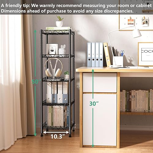 Miniatura 3 de GIOTORENT Unidades de Estantería Metálica de Pie de 5 Niveles, Estante de Alambre de Altura Ajustable Rack de Exhibición para Lavandería Baño Cocina