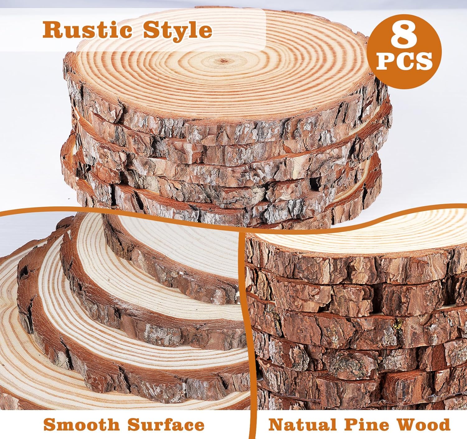 ilauke Wood Slices for Centerpieces, 8 pcs Wood Circles for Centerpieces, 9"-11" Natural Unfinished Wooden for Tables Wedding, Party and Baby Shower Decorations