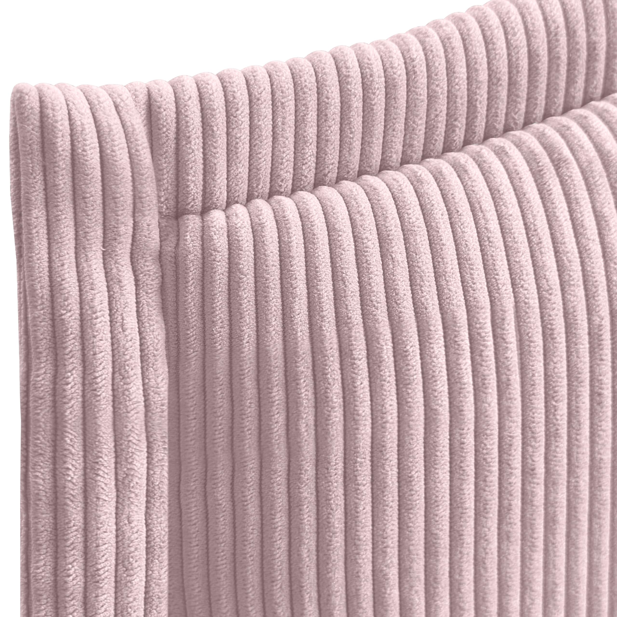 DHOME Tête de Lit Rembourrée en Velours Côtelé Premium avec Passepoil et Pieds Murale Acoustique et Absorbante pour Lit Chambre Moderne Top Tendance (Rose Poudré, 4cm Ép., 125cm H., 160cm)