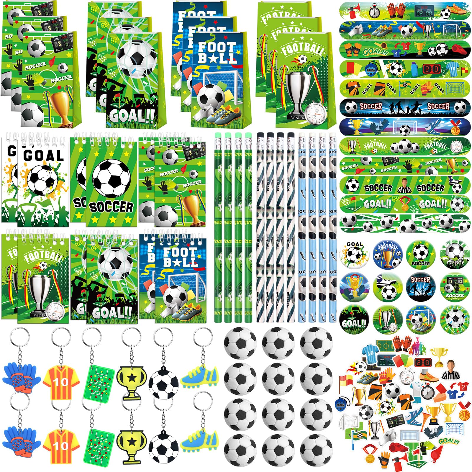 LSJDEER Football Party Favors, Football Birthday Decorations, Football Party Favor Bags Keychain Mini Notepad Stickers Bracelets for Football Sport Party Decorations Supplies Kids Boys Girls