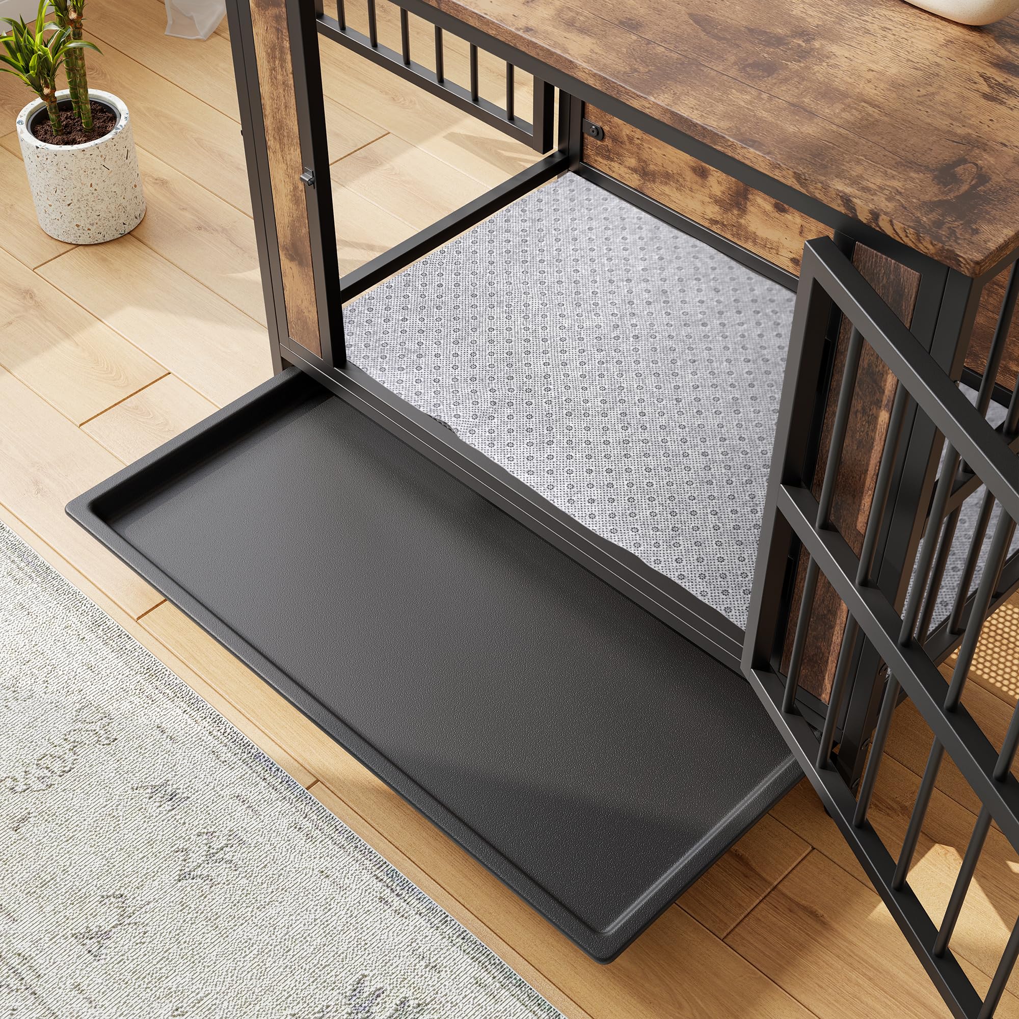 BingoPaw Houten hondenkooi met orthopedisch hondenbed: open indoor hondenbox in meubelstijl - hondenhuis hondenkast voor middelgrote kleine honden 75x53x60 cm
