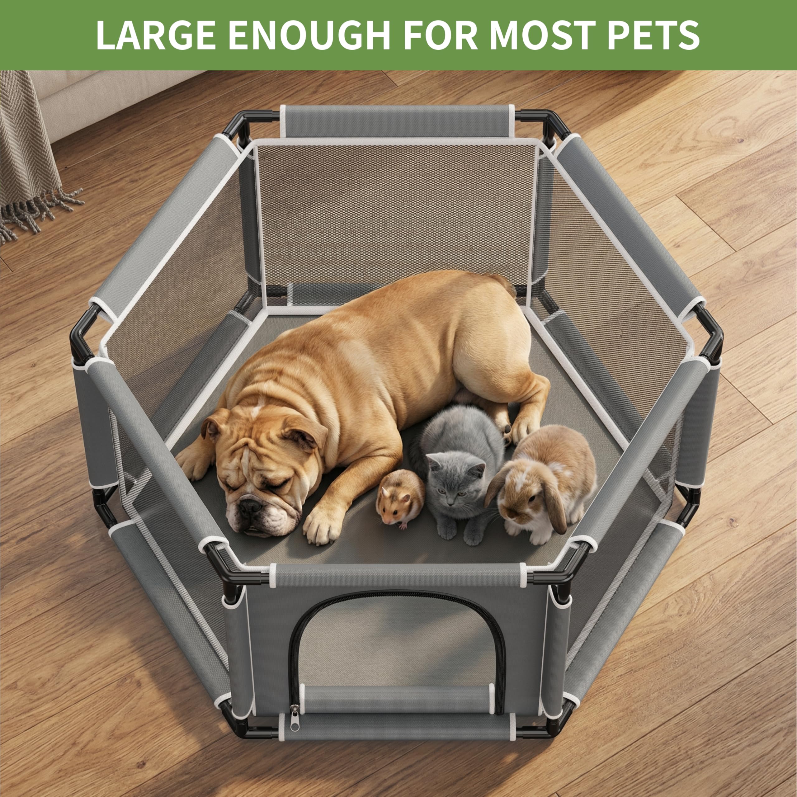 Sechseckige Welpenkiste für extra hohe Hundewelpen, Laufstall für große und kleine Rassen, Welpen-Zubehör, unverzichtbar für Hunde, Welpen, 122 x 65 cm (PVC-Rohr) | Welpen-Laufstall für große und kleine Rassen, Welpen-Zubehör, unverzichtbar für Hunde, Wel