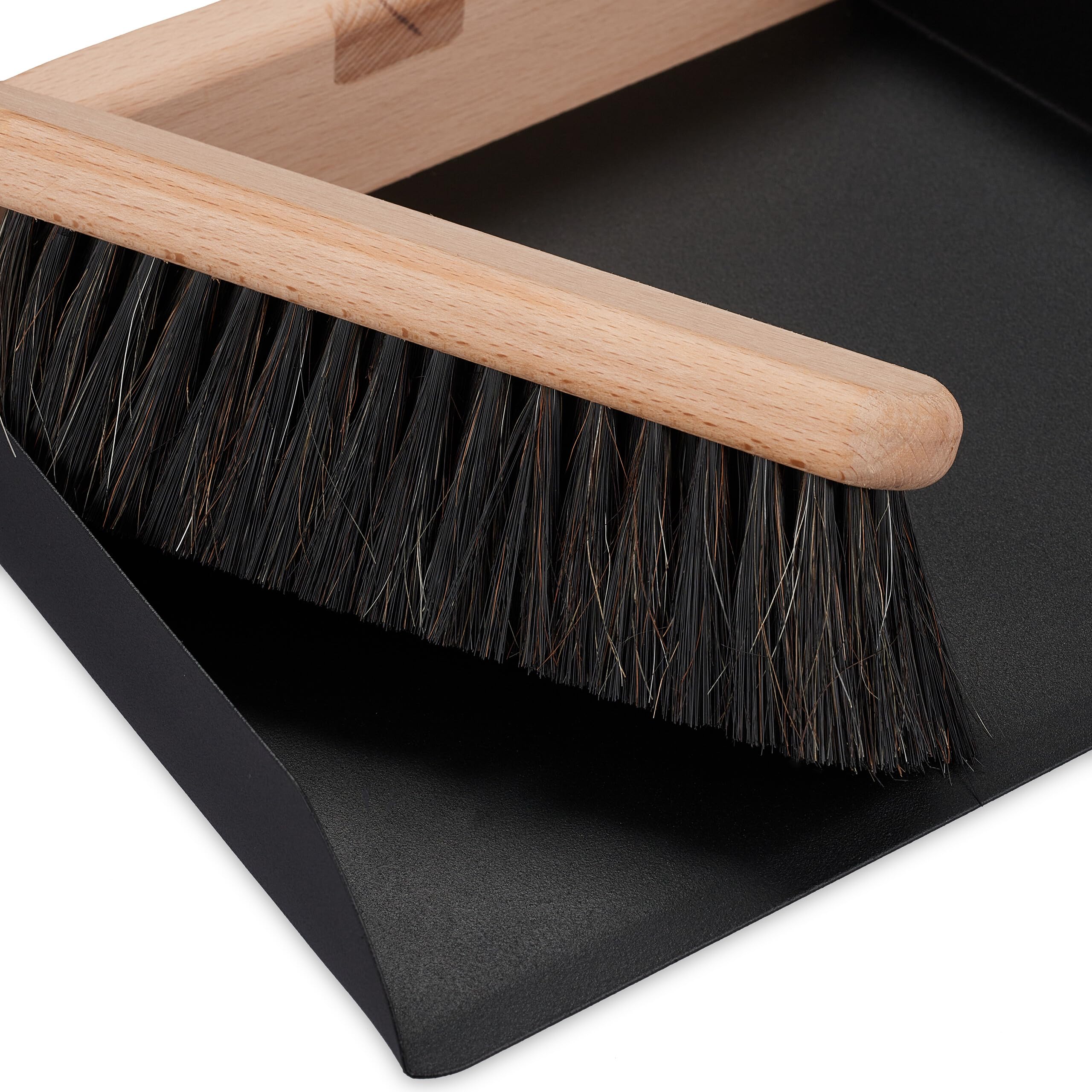 Relaxdays Set per Spazzare, Scopetta e Paletta Raccogli Briciole in Cucina, da Appendere, Ferro e Legno, Nero Marrone
