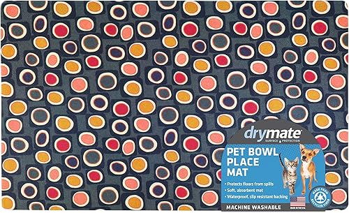 Miniatura 6 de Drymate Mantel individual con tazón para mascotas, tapete de alimentación de alimentos para perros y gatos, tela absorbente, parte trasera