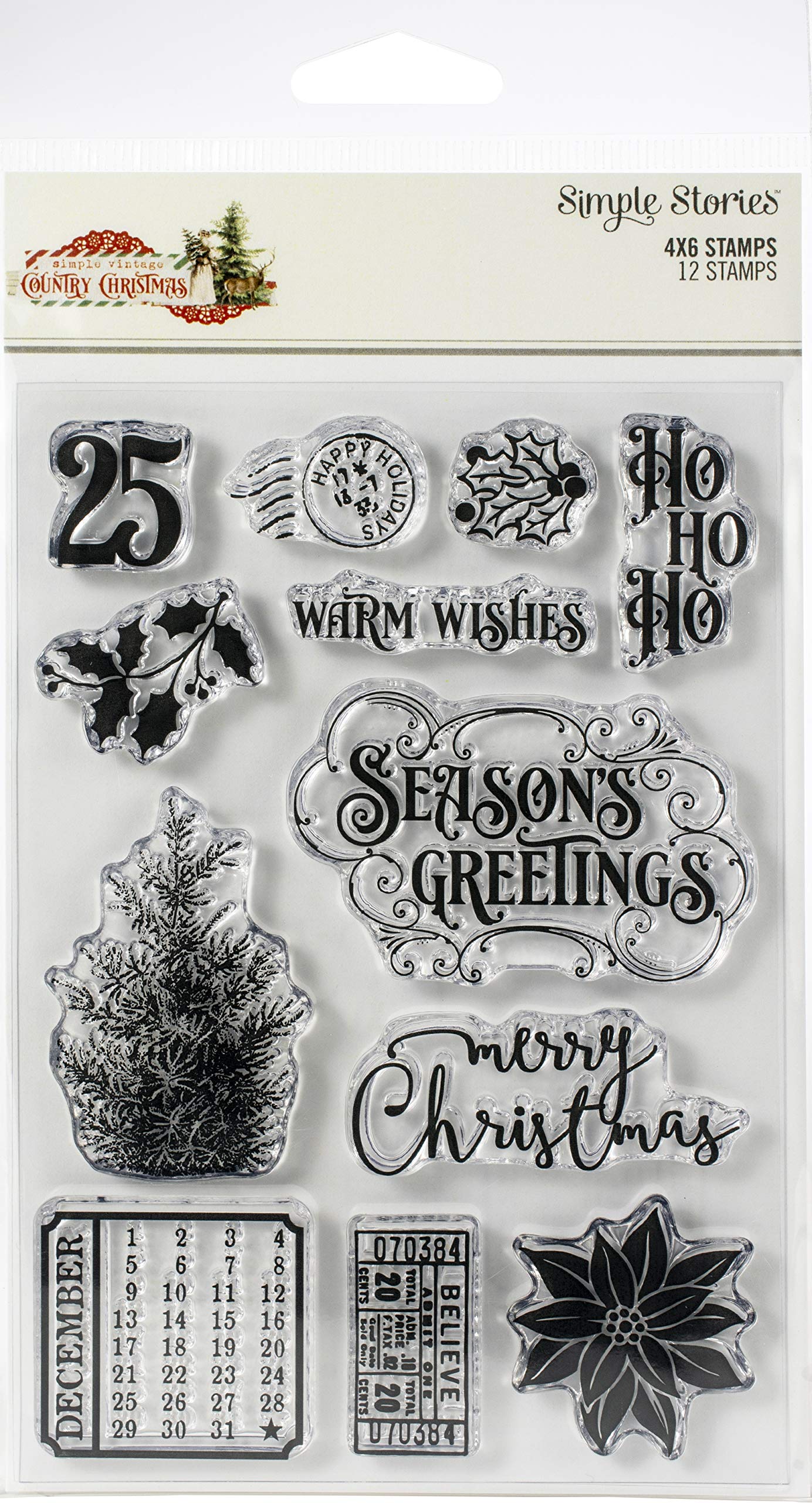 SIMPLE STORIES Country Xmas Stamps Clear, One Size