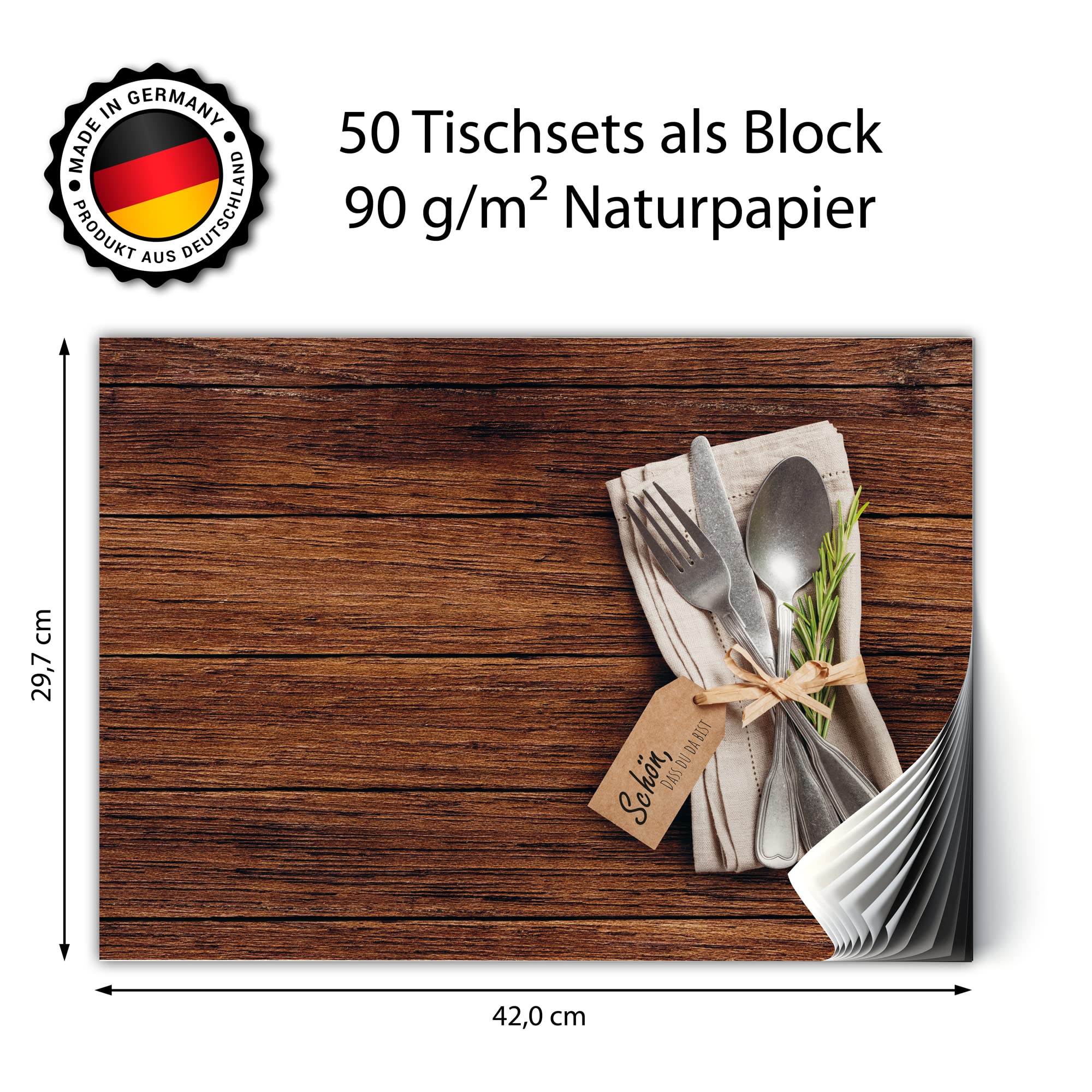 Primus Print - Papiertischsets Platzsets Tischsets - Holzoptik 500 Stück - Restaurant - Küche - Hotel - Verschiedene Motive - A3 (Besteck, 500)