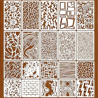20 Pcs Abstract Texture Stencils Mixed Size Geometric Stencils for Painting Reusable Templates with Wave Brick Floral Designs for Painting on Wall Decor Canvas DIY Projects