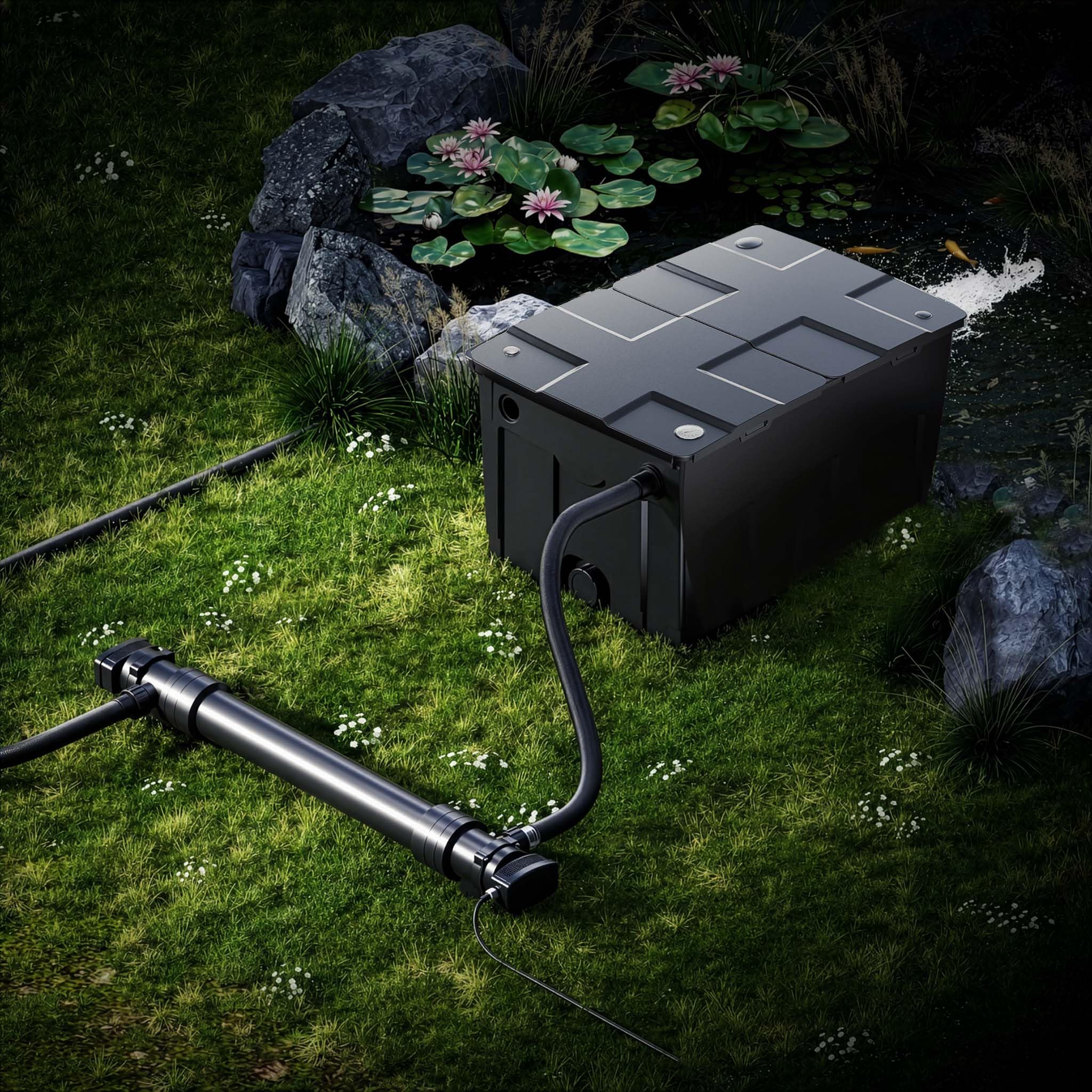 SunSun Kit complet: CBF-550 Filtre de bassin jusqu'à 60000 L Biologique, CUV-672 lampe uv UVC Clarificateur avec 72 Watt Puissance UV-C
