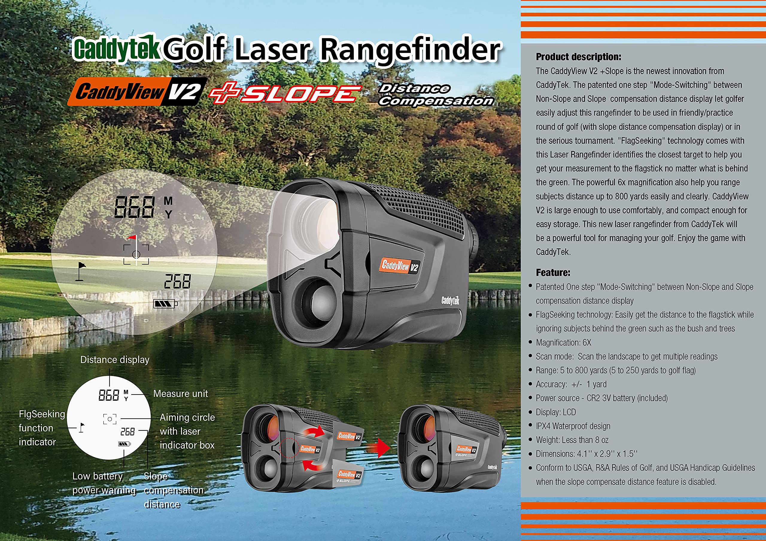 Amazon.co.jp: Caddytek CaddyView V2 スロープとピン検証機能付き