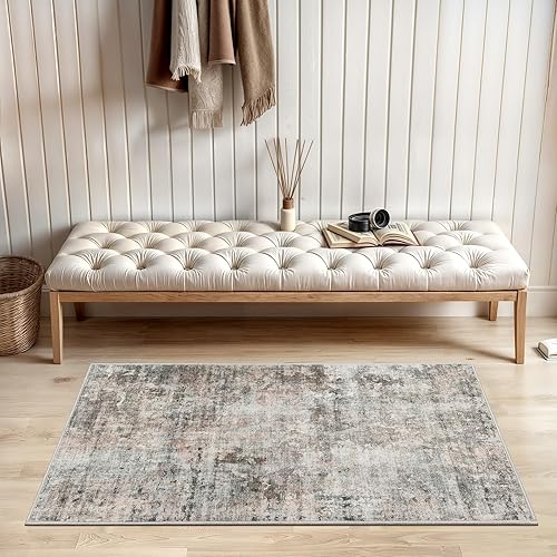 Miniatura 190 de Alfombras de Área de 9x12 para Sala de Estar, Alfombras Vintage Antideslizantes Lavables a Máquina, Alfombra Grande Ligera de Pelo Bajo para