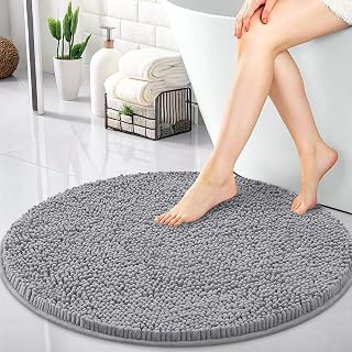 OLANLY 30-inch Round Bathroom Rugs, Extra Soft and Absorbent Chenille Bath Rugs, Quick Dry Machine Washable Bath Mats fo
