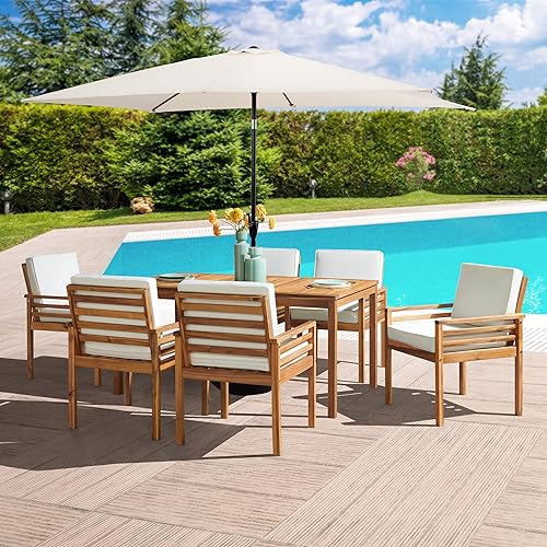 Miniatura 4 de Alaterre Furniture, Okemo Acacia Wood Outdoor Dining Set, 63" W, Natural