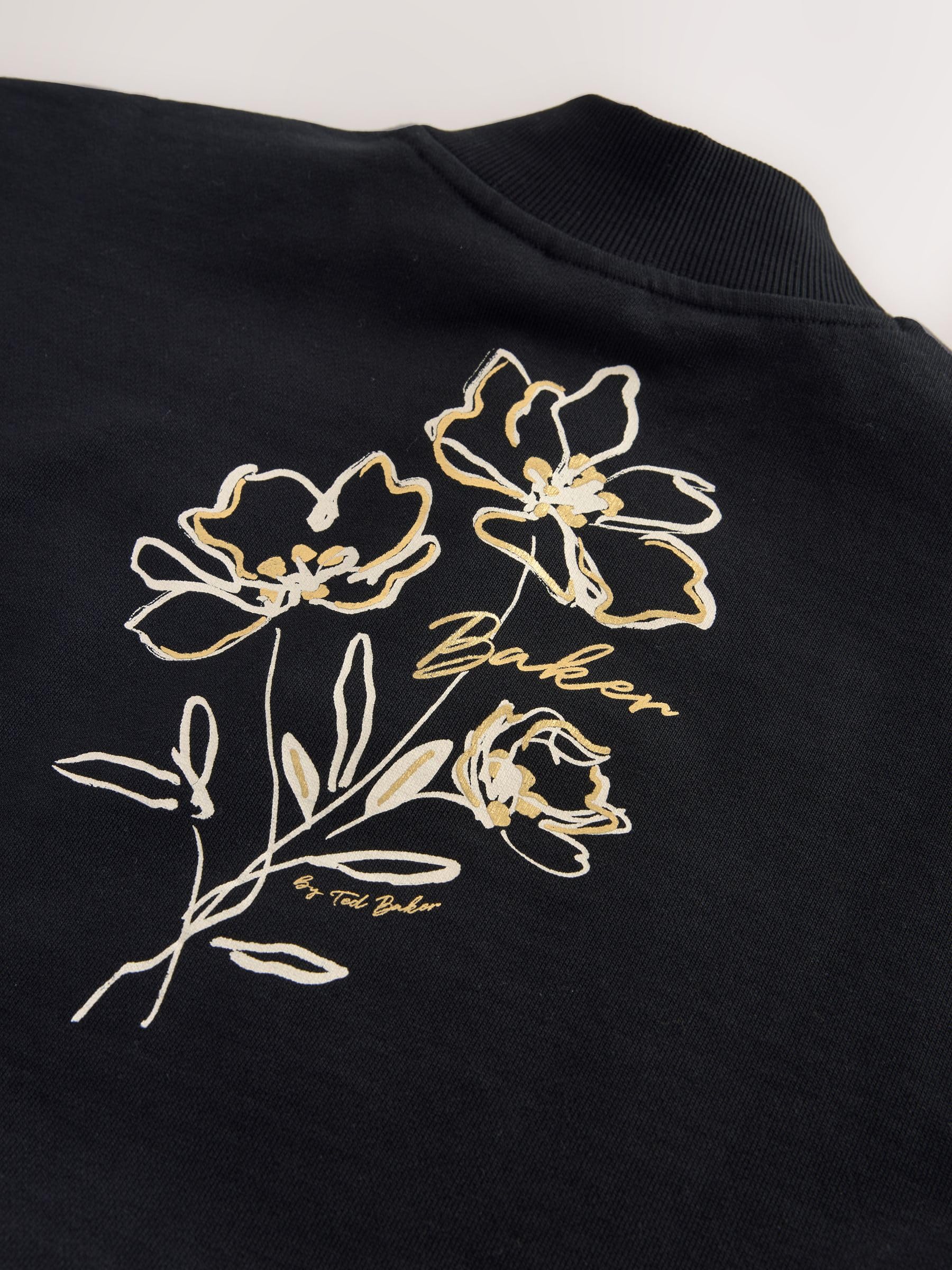 Niñas Conjunto de 2 piezas de sudadera con cuello alzado y estampado gráfico y pantalones de chándal de pernera ancha