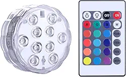 Luzes LED submersíveis com controle remoto alimentado por bateria, luz RGB multicolorida à prova d'água para piscina, base de vaso, spa, aquário, lago, banheira de hidromassagem, decoração,