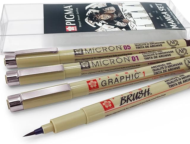 Sakura Pigma Micron Pigment Fineliner Pens Manga Wallet of 4 Sepia