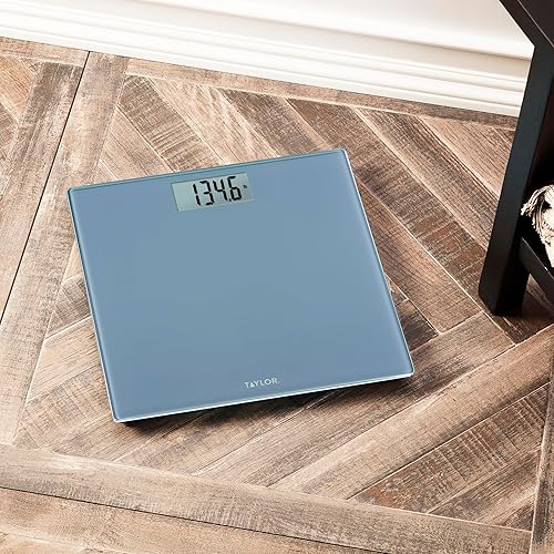 Miniatura 6 de Taylor Báscula de baño digital de vidrio para peso corporal, plataforma duradera, máquina de pesaje digital para personas, pantalla fácil de leer,