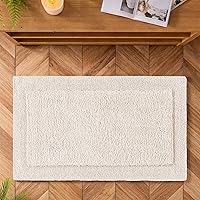 Vista 2 de Bedding Craft Alfombra de baño – 100% algodón, reversible, absorbente de agua, lavable a máquina, alfombra de baño suave para lado de la bañera, 17