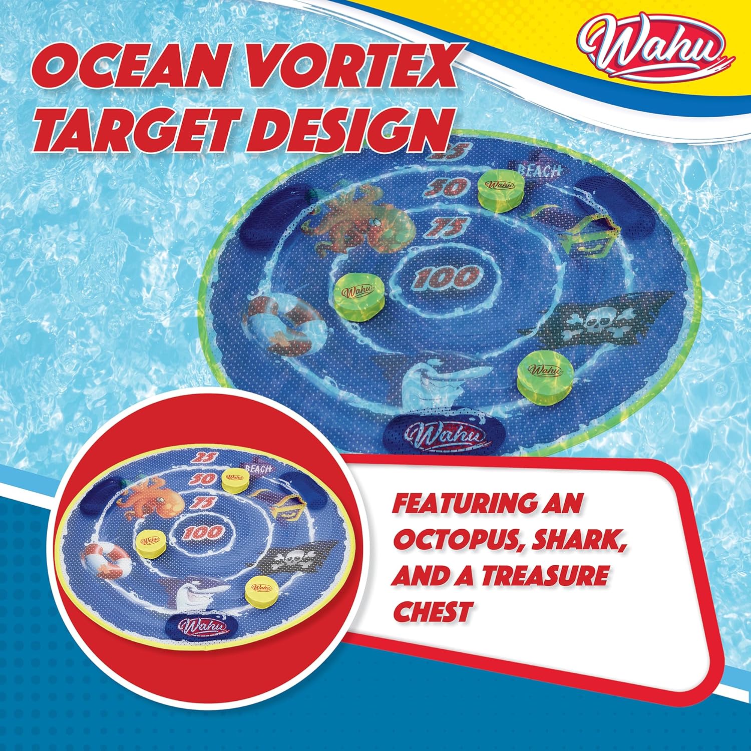 Wahu Sink 'N' Score Underwater Dart Pool Game for Kids Ages 5+, Swimming Pool Diving Toy Set with Target, Darts, and Carry Bag, Multicolor