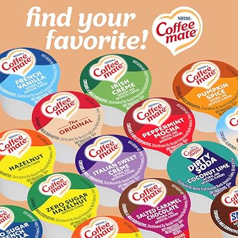 Nestle Coffee mate Coffee Creamer, Vanilla Caramel, Liquid Creamer Singles, Non Dairy, No Refrigeration, 0.375 fl oz Tubs (Pack of 180)