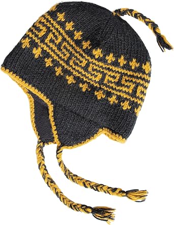 Hand Knit Sherpa Wool Hat with Micro Fleece Lining and Ear Flaps, Handmade Winter Toque, Christmas Beanie, Made in Nepal
