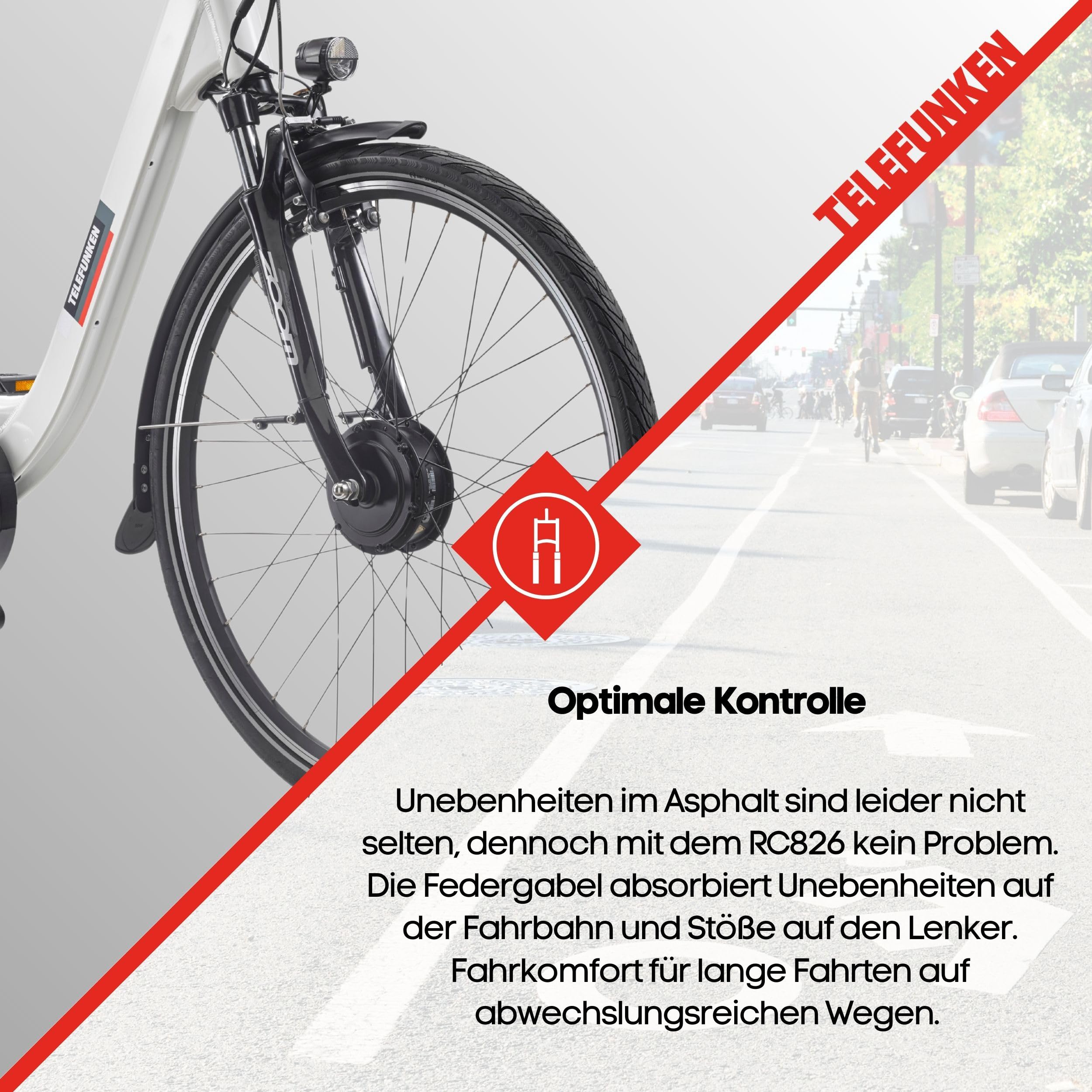 TELEFUNKEN E-Bike Damen 28 Zoll | Elektrofahrrad Frontmotor | 7-Gang Shimano Kettenschaltung | V-Bremsen - Pedelec Citybike | RC826 Multitalent | inkl. Panzerkabelschloss
