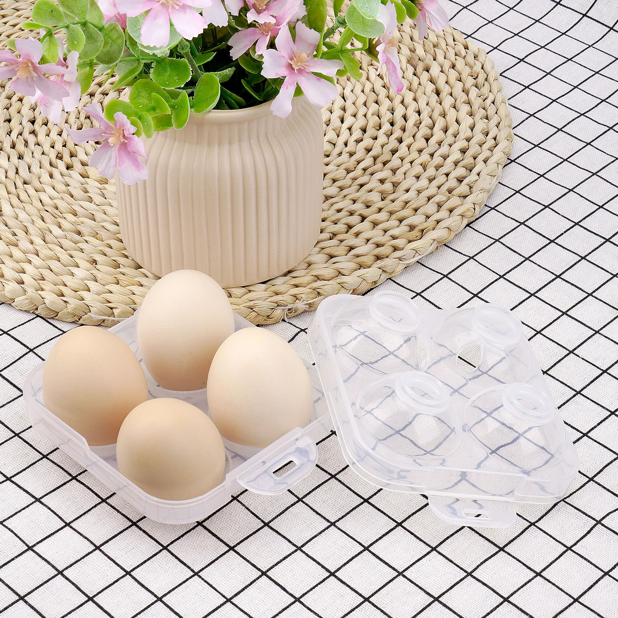 4 Girds E-Halter Conggtainer, Kunststoff-Eier-Aufbewahrungsbox, stoßfester Schutz, tragbarer Eierablage, Spender für Kühlschrank, Camping, Picknick, Reisen, Küche, Outdoor (transparent, 2