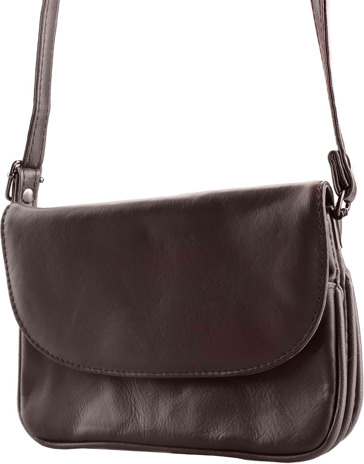 Dwellbee Small Leather Crossbody Bag, Brown, One Size