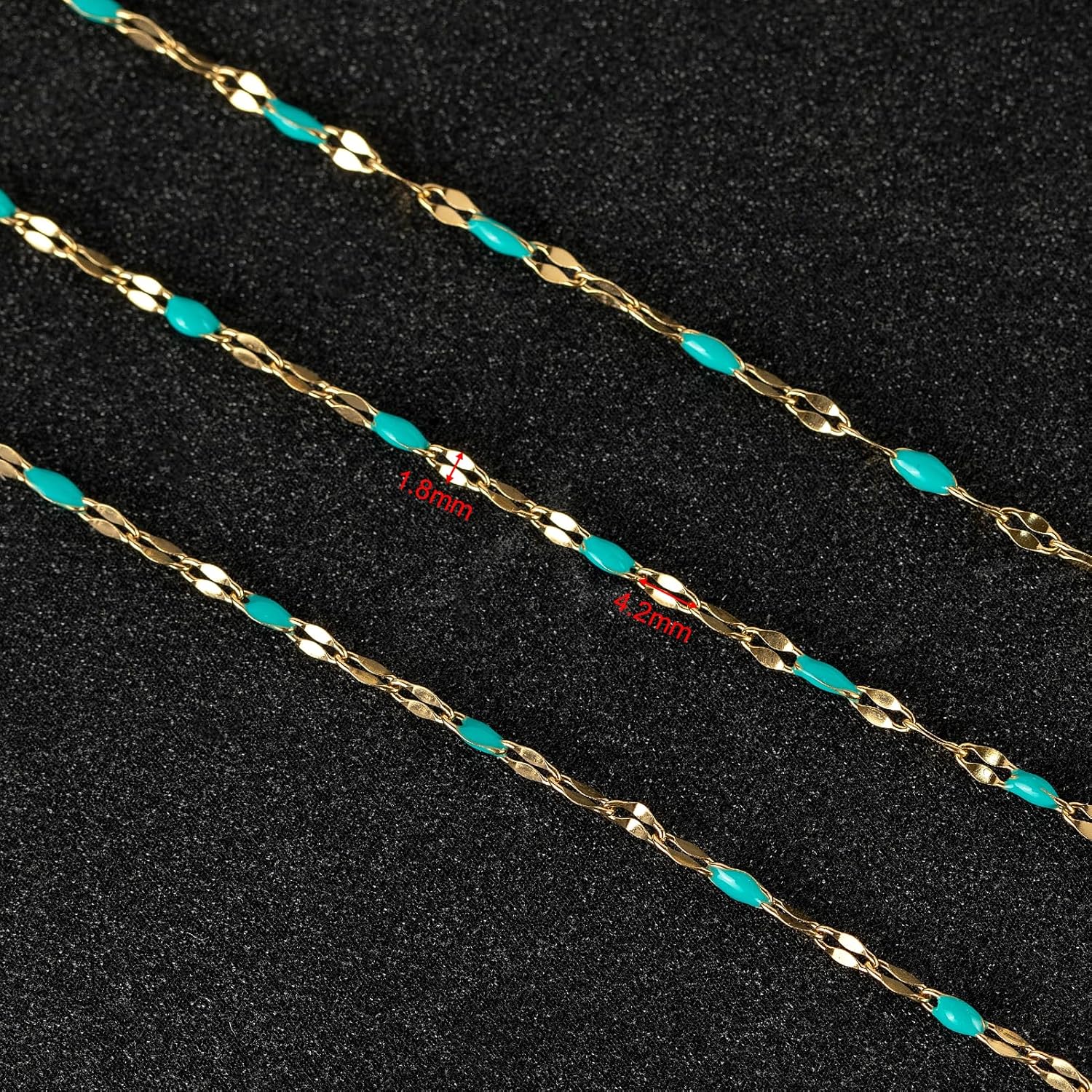UMAOKANG 16.4 Feet Gold Plated Stainless Steel Jewelry Chain Roll Blue Enamel Bead Necklace Chain Handmade Craft Chains Bulk - Image 3