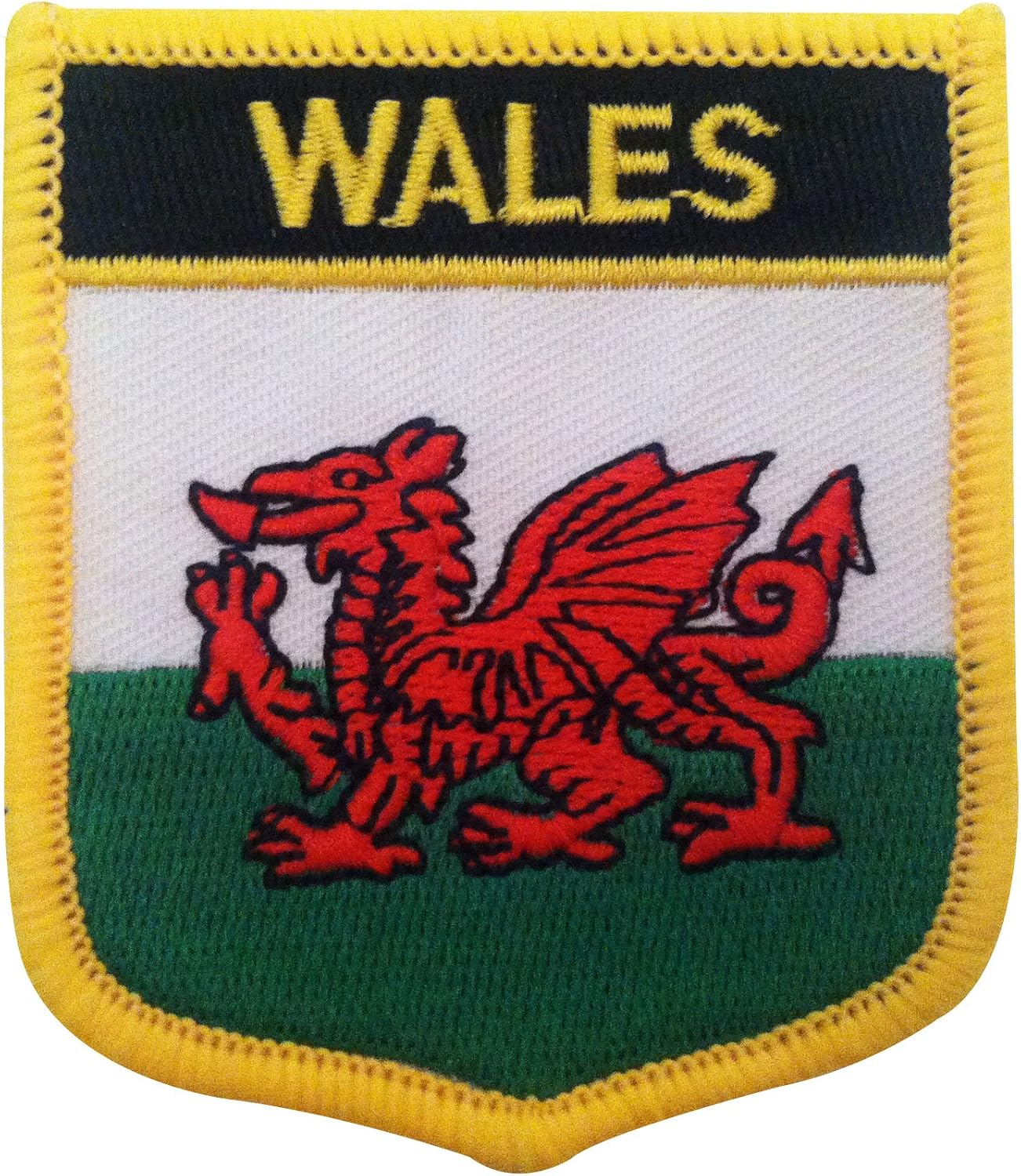 Official Flag of Wales (UK) - Y Ddraig Goch Red Dragon Synmbol Morale Tactical Iron-On/Sew-On Badge Patch (Welsh Crest, 2.75" x 2.35")
