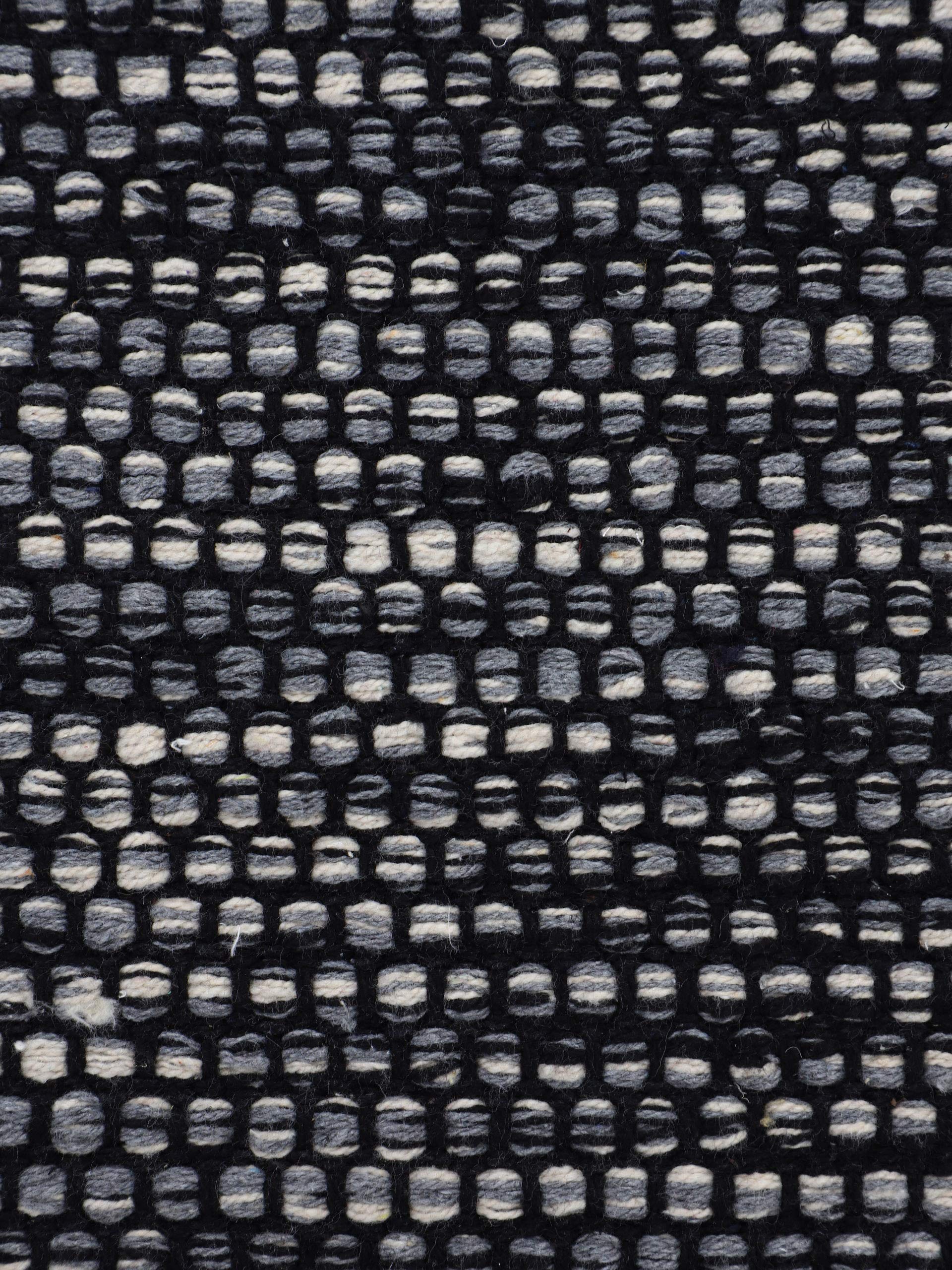 carpetfine Baumwollteppich Kelim Mia Läufer Schwarz 75x240 cm | Moderner Teppich für Wohn- und Schlafzimmer